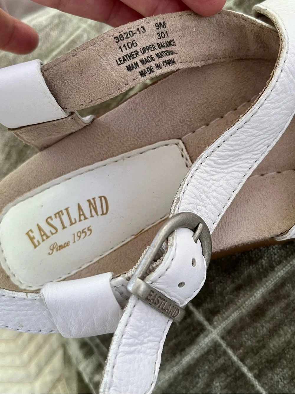 Eastland White Leather Crisscross Slingback Sandals - Picture 3 of 9